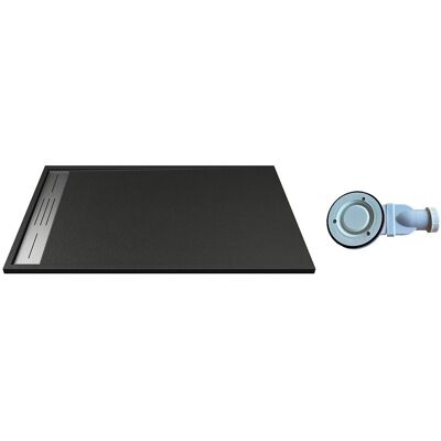 Vente-unique Bac à Douche en Résine Noire - Effet Pierre Moderne - 140x90cm Vente-unique Bac à Douche en Résine Noire - Effet Pierre Moderne - 140x90cm