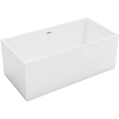 Vente-unique Baignoire semi îlot rectangulaire - 170 x 80 x 58 cm - Acrylique - Blanche - 315 L - PIKAIA Vente-unique Baignoire semi îlot rectangulaire - 170 x 80 x 58 cm - Acrylique - Blanche - 315 L - PIKAIA