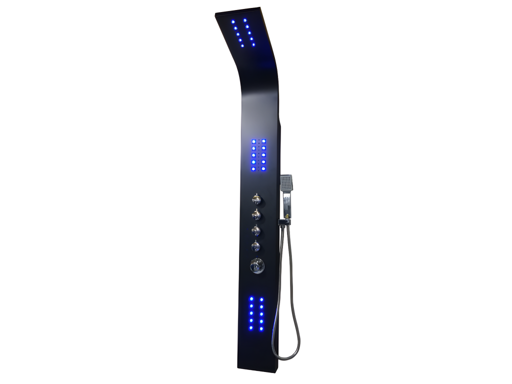 Vente-unique.be Colonne de douche hydromassante thermostatique à leds FELICITA - 20*165cm - Noir