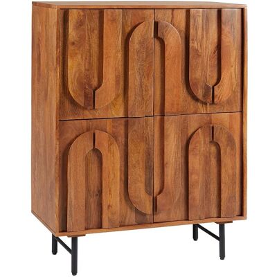 Vente-unique Buffet haut avec 4 portes en bois de manguier et métal noir - Naturel - MIZORAM de Maison Céphy Vente-unique Buffet haut avec 4 portes en bois de manguier et métal noir - Naturel - MIZORAM de Maison Céphy