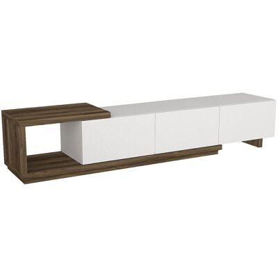 Vente-unique Meuble TV avec 3 tiroirs et 1 niche - Blanc et naturel - DUKIAN Vente-unique Meuble TV avec 3 tiroirs et 1 niche - Blanc et naturel - DUKIAN