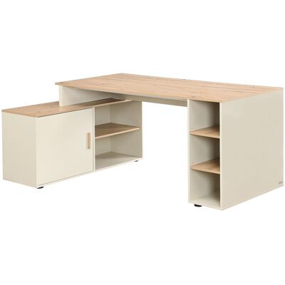 Vente-unique Bureau d'angle avec rangements - MDF - Beige et naturel - ROMIARA Vente-unique Bureau d'angle avec rangements - MDF - Beige et naturel - ROMIARA
