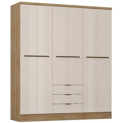 Vente-unique Armoire 6 portes et 3 tiroirs - L180 cm - Coloris : Beige et naturel - PEROLI Vente-unique Armoire 6 portes et 3 tiroirs - L180 cm - Coloris : Beige et naturel - PEROLI