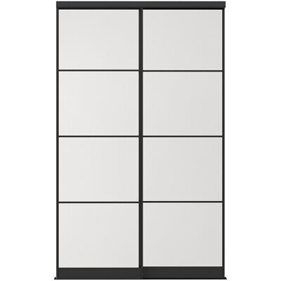 Vente-unique Portes de placard coulissantes en acier - Noir et verre trempé dépoli - H250 x L150 cm - ATERMA Vente-unique Portes de placard coulissantes en acier - Noir et verre trempé dépoli - H250 x L150 cm - ATERMA