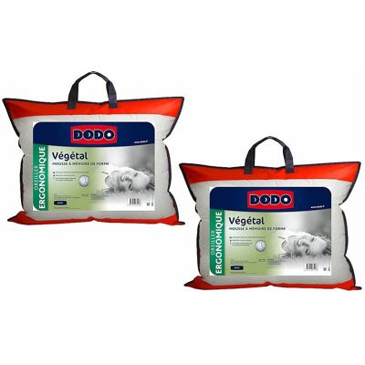 Lot de 2 oreillers DODO ergonomiques à mémoire de forme - 45x70 cm - VEGETAL Lot de 2 oreillers DODO ergonomiques à mémoire de forme - 45x70 cm - VEGETAL