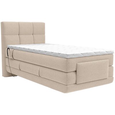 Vente-unique Ensemble complet boxspring tête de lit capitonnée + sommiers relaxation électrique + matelas + surmatelas - 100 x 200 cm - Tissu - Beige - LODI de PALACIO Vente-unique Ensemble complet boxspring tête de lit capitonnée + sommiers relaxation électrique + matelas + surmatelas - 100 x 200 cm - Tissu - Beige - LODI de PALACIO