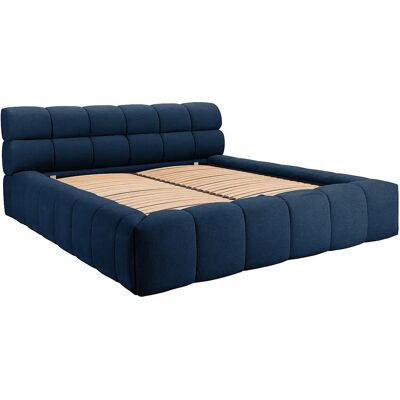 Vente-unique Lit coffre 180 x 200 cm - Tissu - Bleu nuit - FORVIK II Vente-unique Lit coffre 180 x 200 cm - Tissu - Bleu nuit - FORVIK II