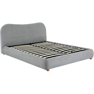 Vente-unique Lit coffre 120 x 190 cm - Tissu - Gris clair - VANARI Vente-unique Lit coffre 120 x 190 cm - Tissu - Gris clair - VANARI