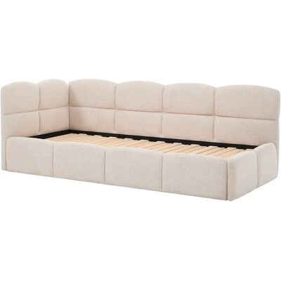Vente-unique Lit gigogne 2 x 80 x 200 cm – Avec sommier peigne – Tissu texturé – Beige – PLURANIO Vente-unique Lit gigogne 2 x 80 x 200 cm – Avec sommier peigne – Tissu texturé – Beige – PLURANIO