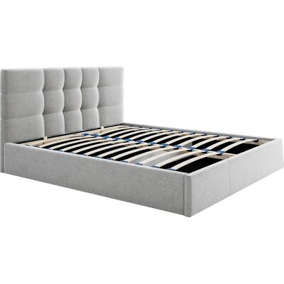 Vente-unique Lit coffre 160 x 200 cm - Tissu - Gris - ELIAVA Vente-unique Lit coffre 160 x 200 cm - Tissu - Gris - ELIAVA