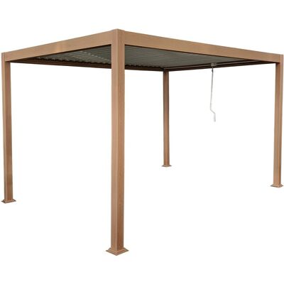Vente-unique Pergola bioclimatique autoportante en aluminium avec lames orientables - 12 m² - coloris naturel foncé - AMALFI Vente-unique Pergola bioclimatique autoportante en aluminium avec lames orientables - 12 m² - coloris naturel foncé - AMALFI