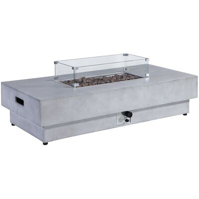 Vente-unique Table braséro rectangulaire au gaz en MGO effet béton – Foyer rectangulaire - SEROZA Vente-unique Table braséro rectangulaire au gaz en MGO effet béton – Foyer rectangulaire - SEROZA