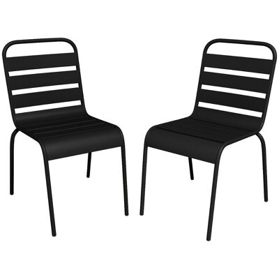 Vente-unique Lot de 2 chaises de jardin empilables en métal - Noir - MIRMANDE de MYLIA Vente-unique Lot de 2 chaises de jardin empilables en métal - Noir - MIRMANDE de MYLIA