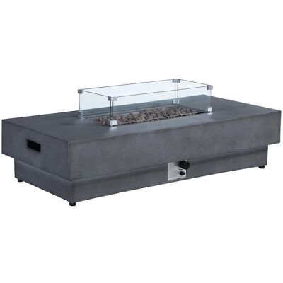 Vente-unique Table braséro rectangulaire au gaz en MGO gris – Foyer rectangulaire - SEROZA Vente-unique Table braséro rectangulaire au gaz en MGO gris – Foyer rectangulaire - SEROZA
