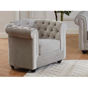 Vente-unique Fauteuil CHESTERFIELD - Velours gris clair