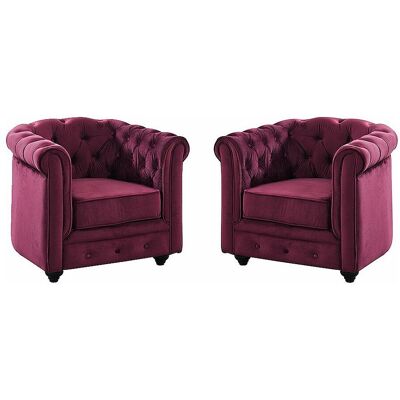 Vente-unique Lot de 2 Fauteuils CHESTERFIELD - Velours pourpre Vente-unique Lot de 2 Fauteuils CHESTERFIELD - Velours pourpre