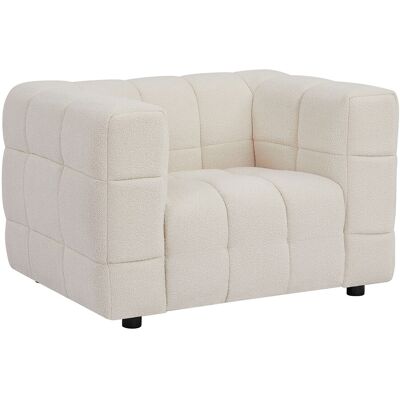 Vente-unique Fauteuil en tissu bouclette blanc ivoire LERICI Vente-unique Fauteuil en tissu bouclette blanc ivoire LERICI