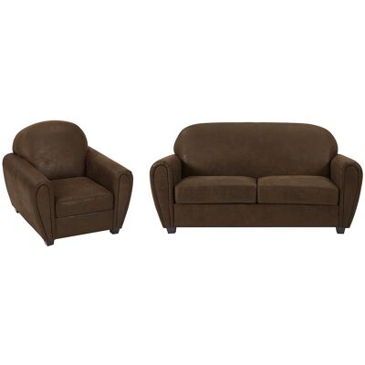 Vente-unique Canapé 3 places et un fauteuil en microfibre aspect cuir vieilli club VICTORY III Vente-unique Canapé 3 places et un fauteuil en microfibre aspect cuir vieilli club VICTORY III