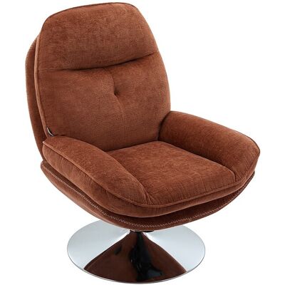 Vente-unique Fauteuil pivotant en tissu texturé terracotta ILMACA Vente-unique Fauteuil pivotant en tissu texturé terracotta ILMACA