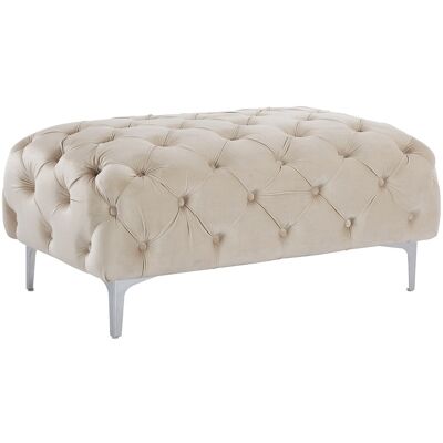 Pouf Chesterfield en Velours Beige EDWINA - Pouf Pouf Chesterfield en Velours Beige EDWINA - Pouf