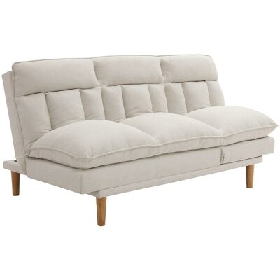 Vente-unique Canapé inclinable 3 places convertible clic-clac en tissu beige PALOBU Vente-unique Canapé inclinable 3 places convertible clic-clac en tissu beige PALOBU