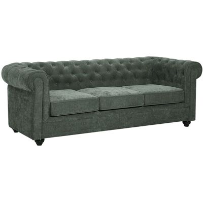 Vente-unique Canapé 3 places en tissu vert CHESTERFIELD Vente-unique Canapé 3 places en tissu vert CHESTERFIELD