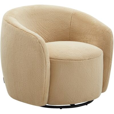 Vente-unique Fauteuil pivotant en fausse fourrure beige VEREIDE Vente-unique Fauteuil pivotant en fausse fourrure beige VEREIDE