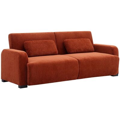 Vente-unique Canapé 3 places convertible clic-clac en tissu chenille terracotta LOMARIO Vente-unique Canapé 3 places convertible clic-clac en tissu chenille terracotta LOMARIO