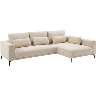 Vente-unique Canapé d'angle droit en tissu texturé beige TILANIA Vente-unique Canapé d'angle droit en tissu texturé beige TILANIA