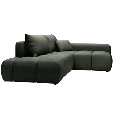 Vente-unique Canapé d'angle droit ouvert convertible en tissu texturé vert sapin MINTURNO Vente-unique Canapé d'angle droit ouvert convertible en tissu texturé vert sapin MINTURNO