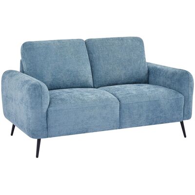 Vente-unique Canapé 2 places en tissu texturé bleu LETROSA Vente-unique Canapé 2 places en tissu texturé bleu LETROSA