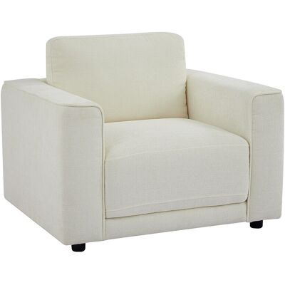 Vente-unique Fauteuil en tissu texturé blanc cassé NETUSO Vente-unique Fauteuil en tissu texturé blanc cassé NETUSO