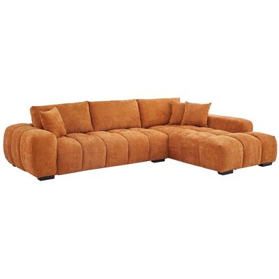 Vente-unique Canapé d'angle droit en tissu texturé terracotta BERENIA Vente-unique Canapé d'angle droit en tissu texturé terracotta BERENIA