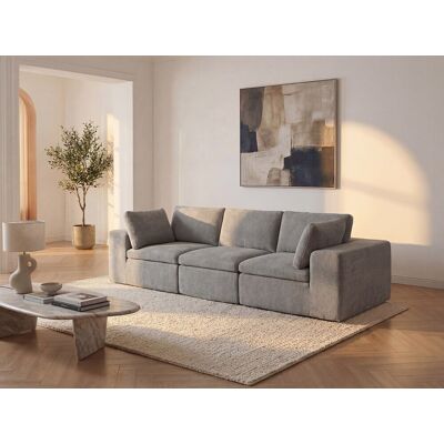 Vente-unique Canapé 3 places modulable compressé en tissu gris CORTOLINE Vente-unique Canapé 3 places modulable compressé en tissu gris CORTOLINE