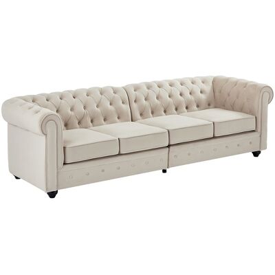 Vente-unique Canapé 4 places en velours beige CHESTERFIELD Vente-unique Canapé 4 places en velours beige CHESTERFIELD
