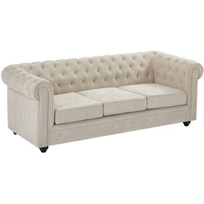 Vente-unique Canapé 3 places en tissu beige CHESTERFIELD Vente-unique Canapé 3 places en tissu beige CHESTERFIELD
