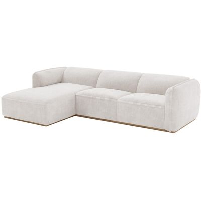 Vente-unique Canapé d'angle gauche en tissu chenille beige et base en bois CANOBRU Vente-unique Canapé d'angle gauche en tissu chenille beige et base en bois CANOBRU