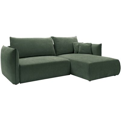 Vente-unique Canapé d'angle droit convertible en tissu texturé vert CARISU Vente-unique Canapé d'angle droit convertible en tissu texturé vert CARISU