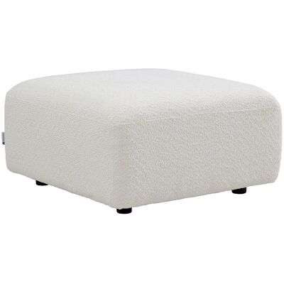 Vente-unique Pouf en tissu bouclette blanc cassé DANEPI Vente-unique Pouf en tissu bouclette blanc cassé DANEPI