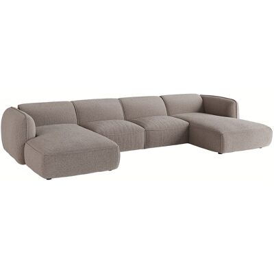 Vente-unique Canapé d'angle panoramique modulable en tissu chenille taupe CAMILIO de Maison Céphy Vente-unique Canapé d'angle panoramique modulable en tissu chenille taupe CAMILIO de Maison Céphy