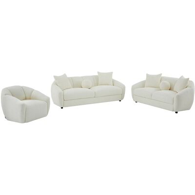 Vente-unique Canapé 3 places 2 places et un fauteuil en tissu texturé ivoire NAFEKI Vente-unique Canapé 3 places 2 places et un fauteuil en tissu texturé ivoire NAFEKI