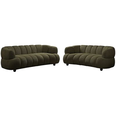 Vente-unique Canapé 3 places et 2 places en tissu bouclette vert COLIANI Vente-unique Canapé 3 places et 2 places en tissu bouclette vert COLIANI