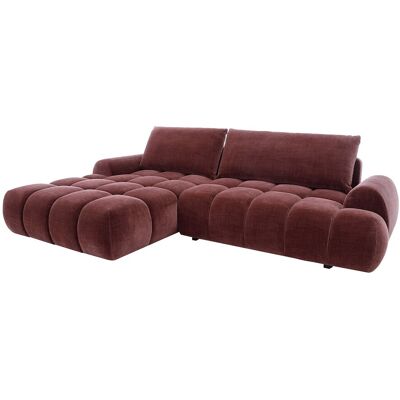 Vente-unique Canapé d'angle gauche convertible en velours bordeaux FARNETA Vente-unique Canapé d'angle gauche convertible en velours bordeaux FARNETA