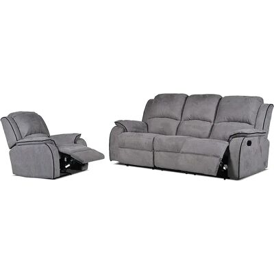 Ensemble Canapé Hernani Gris - Relax, Microfibre, 3+1 Ensemble Canapé Hernani Gris - Relax, Microfibre, 3+1