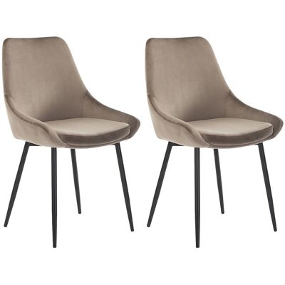 Vente-unique Lot de 2 chaises - Velours et métal noir - Taupe - MASURIE Vente-unique Lot de 2 chaises - Velours et métal noir - Taupe - MASURIE