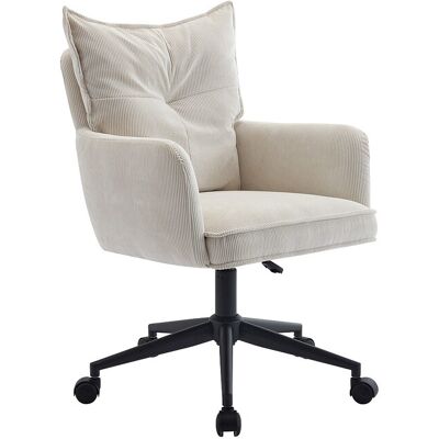Vente-unique Chaise de bureau - Velours côtelé - Crème et noir - Hauteur réglable - BATARU Vente-unique Chaise de bureau - Velours côtelé - Crème et noir - Hauteur réglable - BATARU