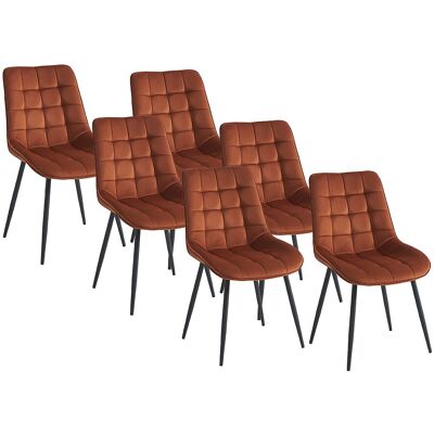 Vente-unique Lot de 6 chaises matelassées - Velours et métal noir - Terracotta - OLLUA Vente-unique Lot de 6 chaises matelassées - Velours et métal noir - Terracotta - OLLUA