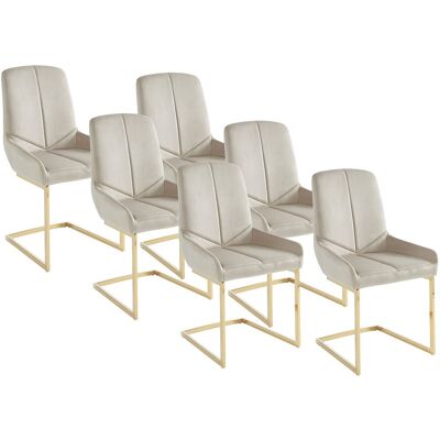 Vente-unique Lot de 6 chaises en velours et métal doré - Beige - BERLONA Vente-unique Lot de 6 chaises en velours et métal doré - Beige - BERLONA