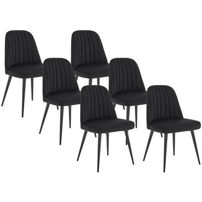 Vente-unique Lot de 6 chaises en velours et métal - Noir - ELEANA Vente-unique Lot de 6 chaises en velours et métal - Noir - ELEANA
