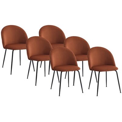 Vente-unique Lot de 6 chaises en velours et acier inoxydable noir - Terracotta - MELBOURNE Vente-unique Lot de 6 chaises en velours et acier inoxydable noir - Terracotta - MELBOURNE